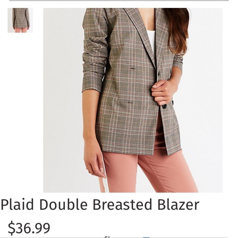 Plaid Double Breasted Blazer